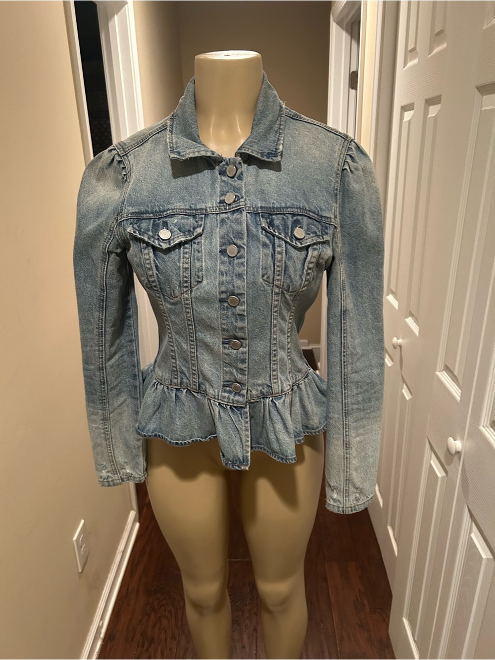 Blank NYC Light Blue Denim Peplum Jacket